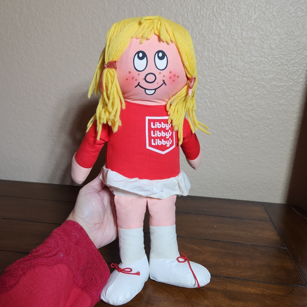 Vintage 1974 Libby Libby Pull String Doll Red and White Plush Does Not Play - Picture 1 of 9